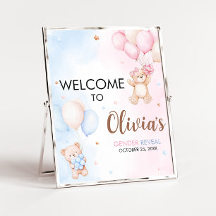 Poster Placa de Boas-Vindas Revelação de Gênero Balão de 