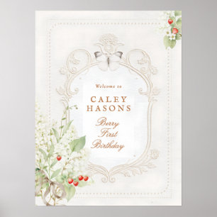 Poster Placa de Boas-Vindas Rococó para o Primeiro Aniver