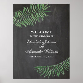 Poster Placa de boas-vindas tropical. Casamento em quadro