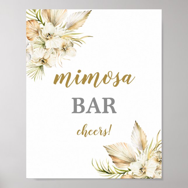 Poster placa de Boho Desert palmeiras secas Mimosa Bar (Frente)