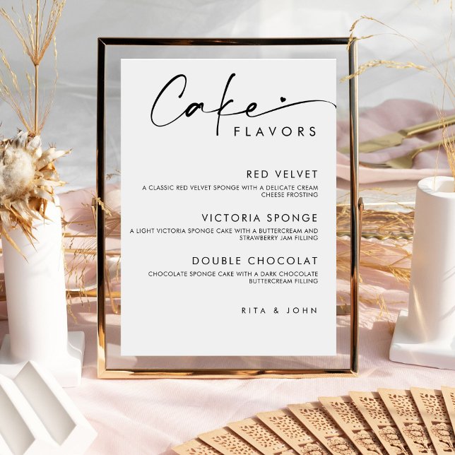 Poster Placa de Bolo de Casamento Menu Chic Moderno (Criador carregado)