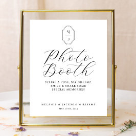 Poster Placa de Cabine de Foto com Letra Elegante e Monog