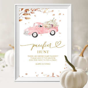 Poster Placa de Caça ao Chupeta para Chá de Bebê da Menin