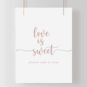 Poster Placa de Caligrafia em Rose Gold Love Is Sweet