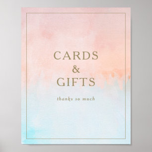 Poster Placa de cartões e presentes de aquarela de pôr do