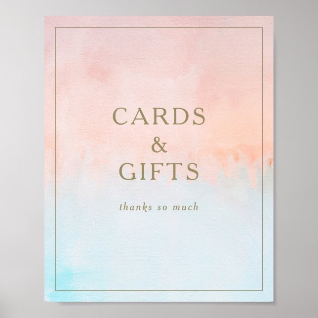 Poster Placa de cartões e presentes de aquarela de pôr do (Frente)