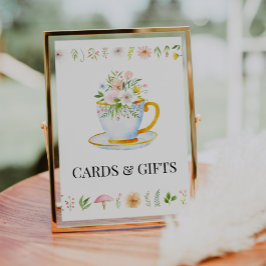 Poster Placa de Cartões e Presentes de Chá das Flores Sil