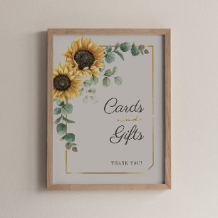 Poster Placa de cartões e presentes de flores de girassol