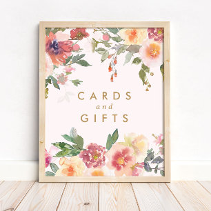 Poster Placa de Cartões e Presentes de Noiva em Floral Ro