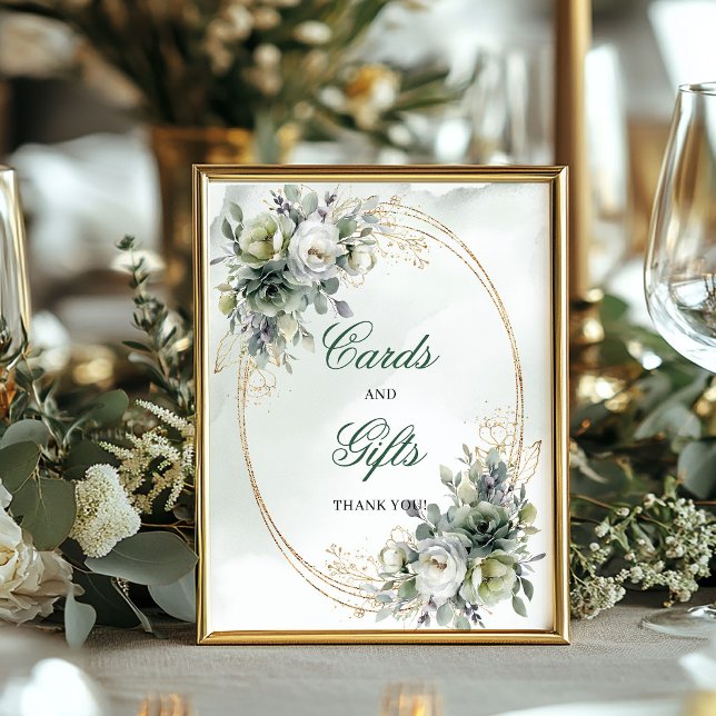 Poster Placa de Cartões e Presentes em Aquarela Boho Chic (Rustic Chic Watercolor Boho Cards and Gifts Sign)