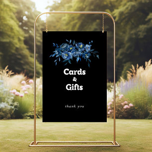 Poster Placa de Cartões e Presentes Florais Azul Marinho