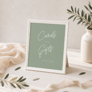 Poster Placa de Cartões e Presentes Minimalista em Verde
