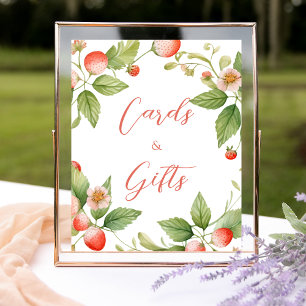 Poster Placa de Cartões e Presentes Morango Doce Fruta