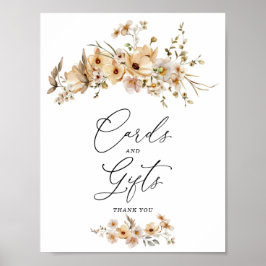 Poster Placa de Cartões & Presentes Flores Selvagens Bege