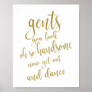 Pôster Placa de Casamento 8x10 Banheiro Masculino Glitter