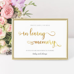 Poster Placa de casamento 8x10 dourada Em memória carinho