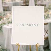 Placa de Casamento Cerimônia Verde Sage Minimalist