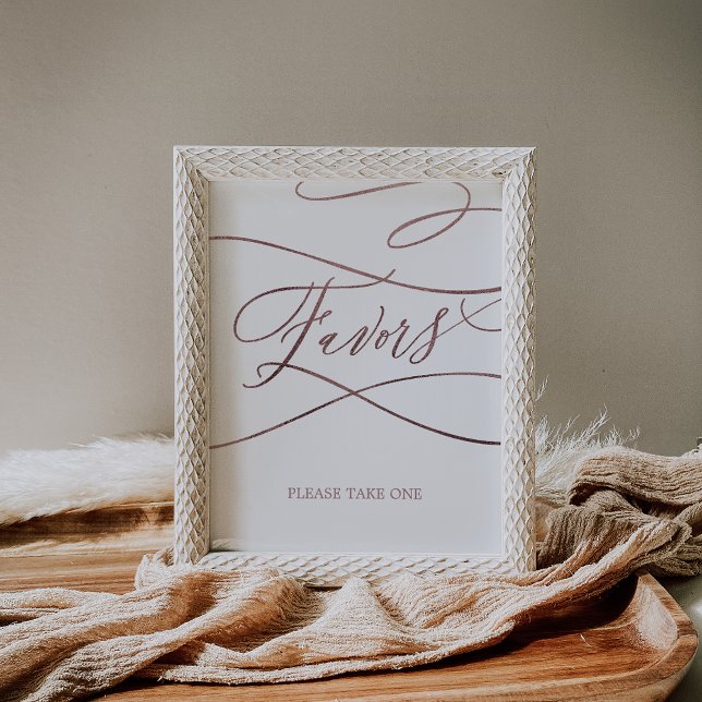 Poster Placa de casamento com caligrafia em rosa dourado  (Criador carregado)