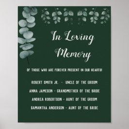 Poster Placa de Casamento com Eucalipto e Verdura em Memó