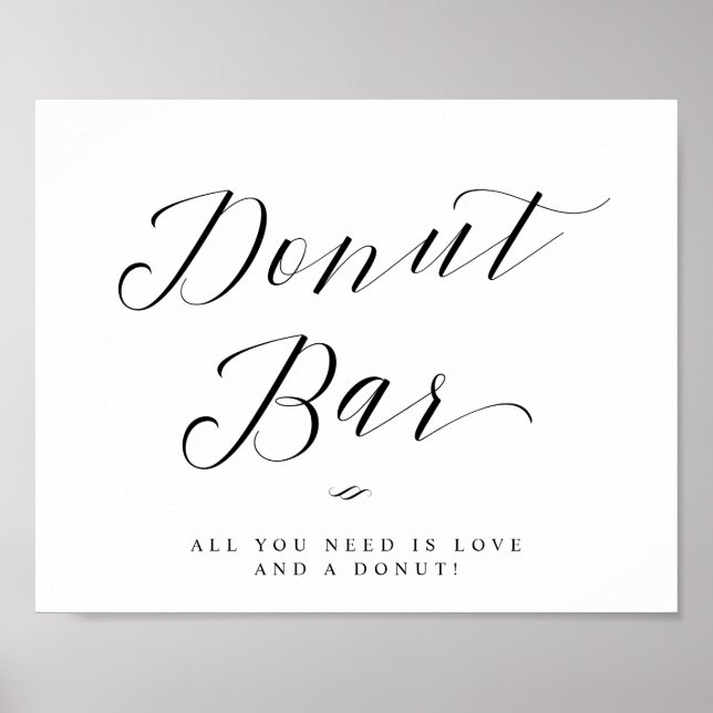 Poster Placa de Casamento com Letra Caligráfica Chic Donu (Frente)