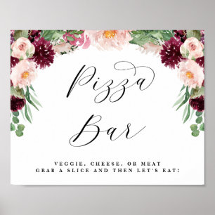 Poster Placa de Casamento com Roteiro do Buffet de Pizza 