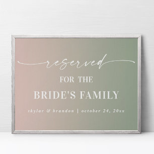 Poster Placa de casamento da família da noiva reservada e