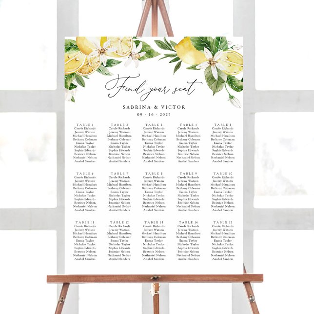Poster Placa de Casamento de Casamento de Mesas Lemon Cit (Criador carregado)