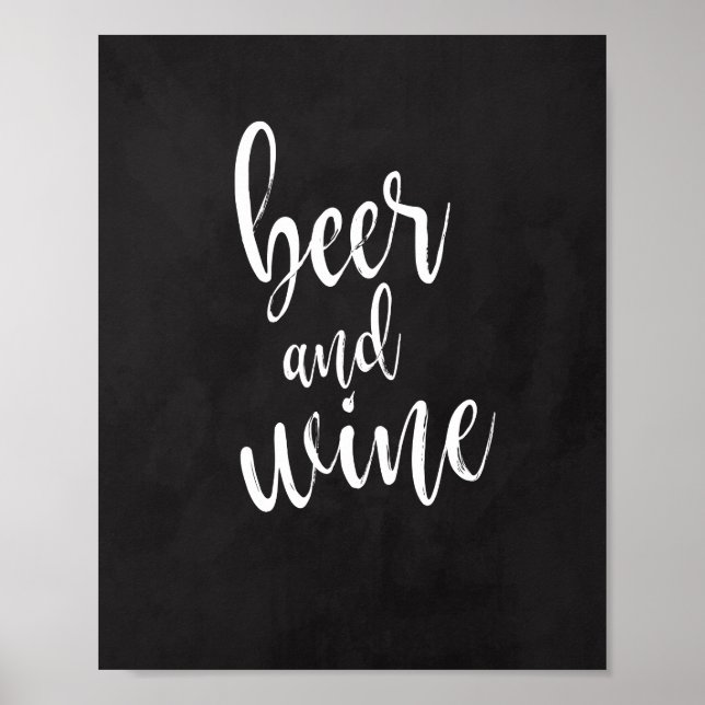 Poster Placa de Casamento de Cerveja e Vinho 8x10 (Frente)