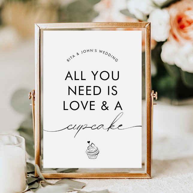 Poster Placa de casamento de cupcake de sobremesa moderna (Criador carregado)
