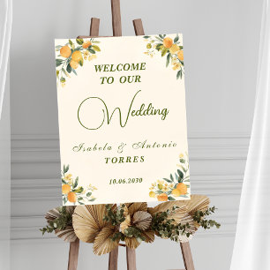 Poster Placa de casamento de oliveira limão botânica medi