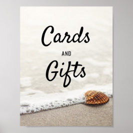 Poster Placa de Casamento de Praia e Sinal de Presente