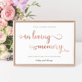 Poster Placa de casamento dourado rosa em memória amorosa