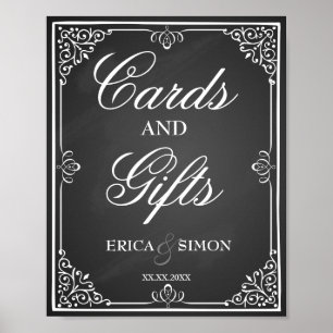 Pôster Placa de casamento e mesa de presentes