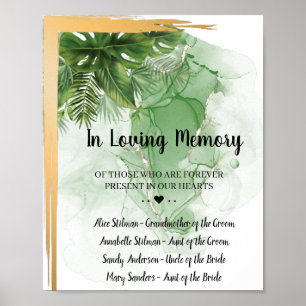 Poster Placa de Casamento em Memória com Palmeira Tropica