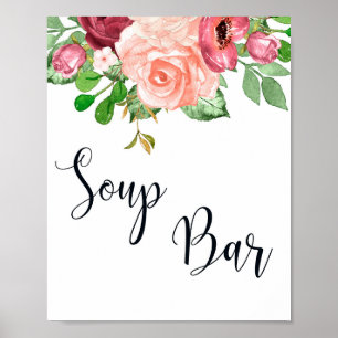Poster Placa de casamento Floral Cor-de-Rosa Bar 8x10 pos