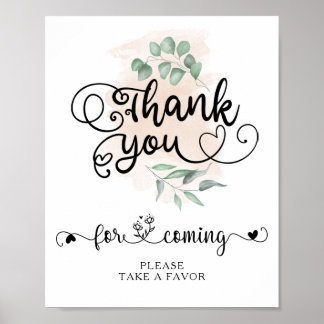 Poster Placa de casamento grato grato greenery dourada