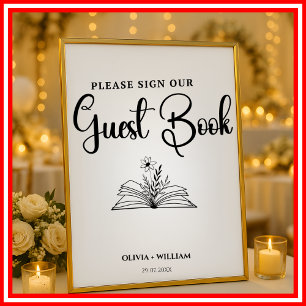 Poster Placa de Casamento Minimalista Por Favor Assine No
