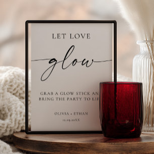 Poster Placa de Casamento Modern Let Love Glow