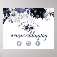 Placa de Casamento Nocturnal Floral Share the Love
