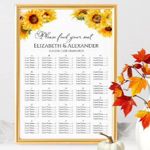 Poster Placa de Casamento outono de girassol