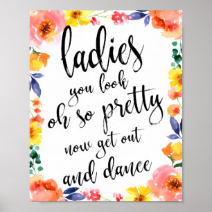 Poster Placa de Casamento para Banheiro Feminino Floral 8