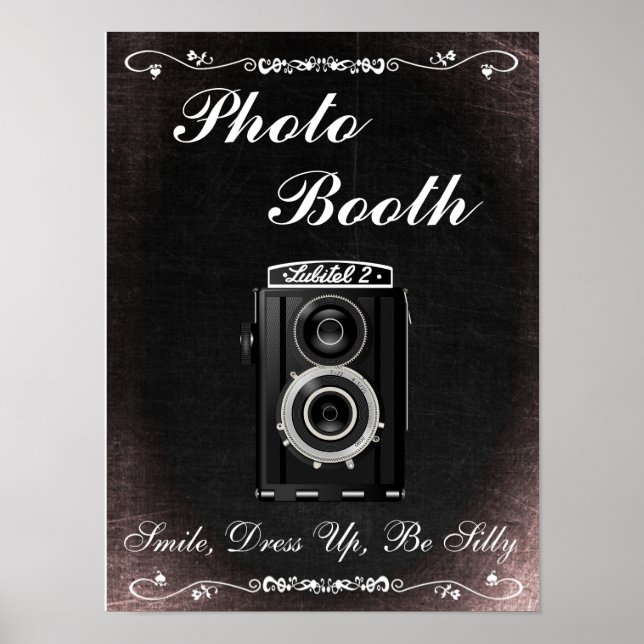 Poster Placa de Casamento para Cabine de Fotos, estilo qu (Frente)