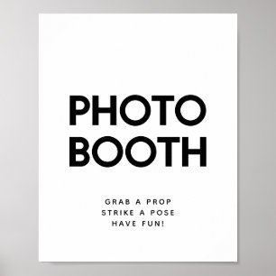 Poster Placa de casamento para cabine de fotos preto e br