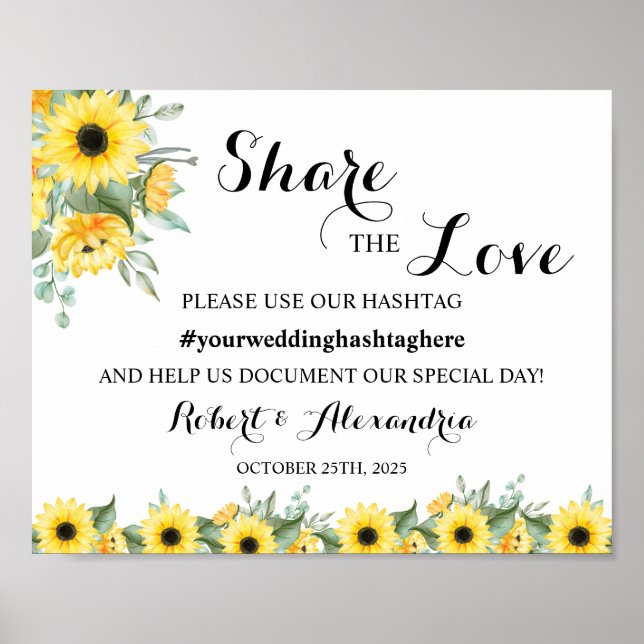 Poster Placa de casamento para redes sociais Sunflower Sh (Frente)