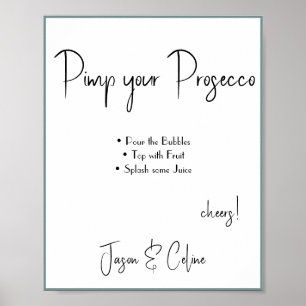 Poster Placa de Casamento Prosecco Personalizada