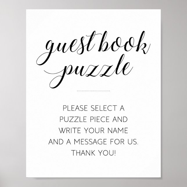 Poster Placa de Casamento Puzzle de Livro de Visitas Mode (Frente)