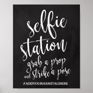 Pôster Placa de Casamento Selfie Station Chalkboard 8x10