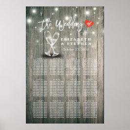 Poster Placa de Casamento Vidros de Champanhe Óculos de M