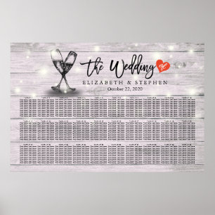 Poster Placa de Casamento Vidros de Champanhe Óculos de M