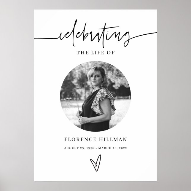 Poster Placa de Celebração de Vida de Funeral Memorial Mí (Frente)